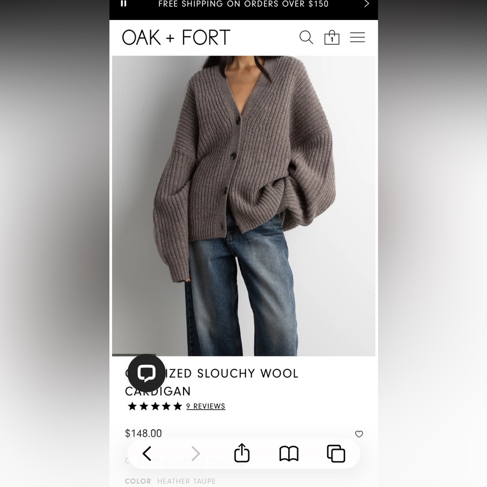 NWT OAK AND FORT SLOUCHY CARDIGAN one size